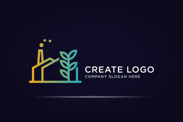industrial building tree environment logo concept