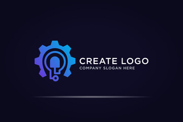 gear bulb technology innovation logo