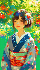 着物の女性 イラスト