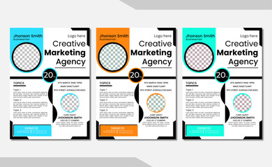 a bundle of 3 templates of different colors a4 flyer template, modern business flyer template, geometric business flyer and creative design.