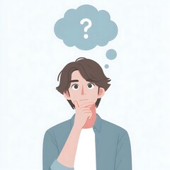 Flat-style illustration of a man with a thinking bubble above his head. Ideal for brainstorming, creativity, and thought-related content. Simple and engaging design, perfect for business and