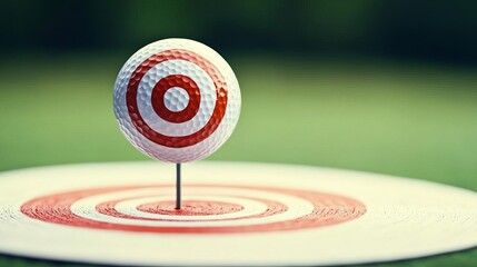 Golf ball landing on a target, perfect bullseye, representing the ultimate precision