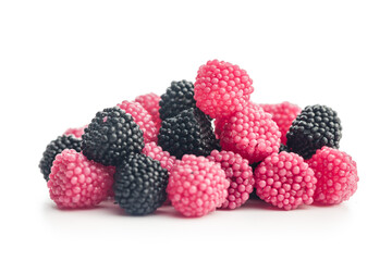 Sweet jelly candies isolated on white background.