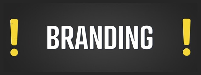 Branding. A blackboard with white text. Illustration with grunge text style.