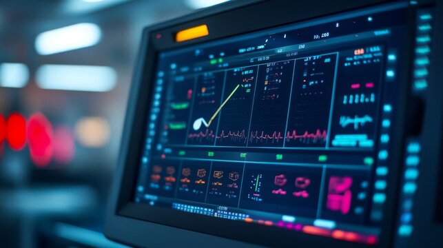 High-tech golf simulator screen showing the path of a swing, illustrating precision analysis