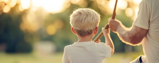 Young boy watching an elder s swing, learning the art of precision by observation