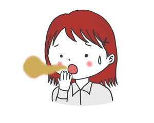 口臭に悩んでいる女性のイラスト