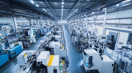 Inside a modern manufacturing facility showcasing advanced machinery and automated systems for production efficiency