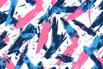 Blue and pink graffiti-inspired with simple lines on a white background, creating repeating patterns Generative AI