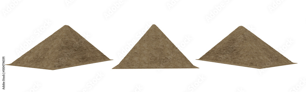 Poster 3 views of an ancient Egyptian pyramid. Isolated 3D render.