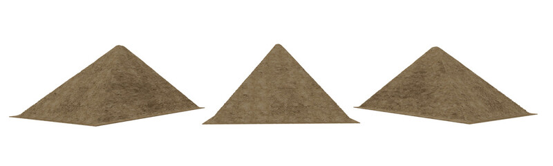 3 views of an ancient Egyptian pyramid. Isolated 3D render.