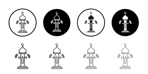 Adzan icon Collection of flat thin outline vector