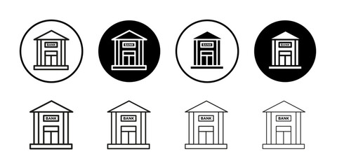 Bank building icon Collection of flat thin outline vector