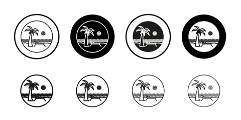 Beach icon Collection of flat thin outline vector