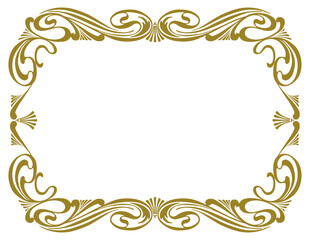 Frame vintage, greeting card, wedding invitation, decorative ornate design golden retro border, vector illustration isolated on white