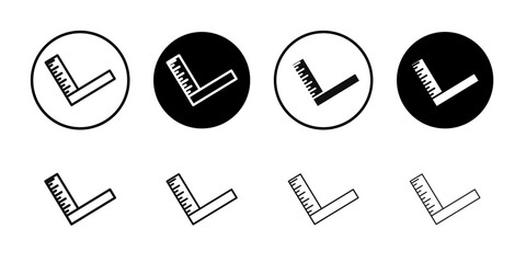 Carpenter ruler icon Collection of flat thin outline vector