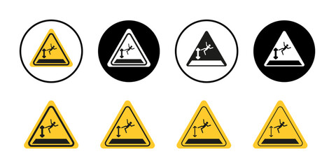 Deep water warning sign Collection of flat thin outline vector