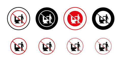 Do not litter in toilet sign Collection of flat thin outline vector