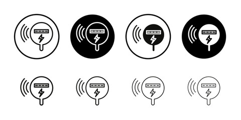 Electric meter icon Collection of flat thin outline vector