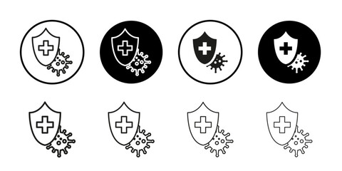 Immune guard icon Collection of flat thin outline vector