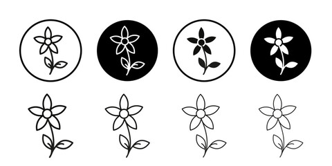 Jasmine icon Collection of flat thin outline vector