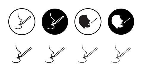 Lip pencil icon Collection of flat thin outline vector
