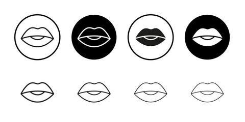 Lips icon Collection of flat thin outline vector