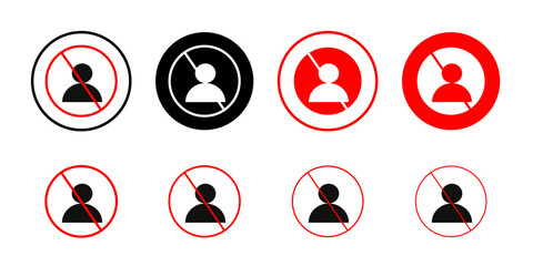 No account sign Collection of flat thin outline vector