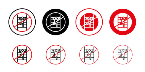 Obraz premium No climbing allowed sign Collection of flat thin outline vector