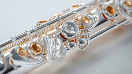 Handcrafted Gold Clarinet Featuring a Detailed Silver Band and Word photo