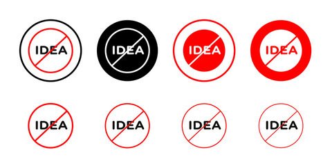 No Idea sign Collection of flat thin outline vector