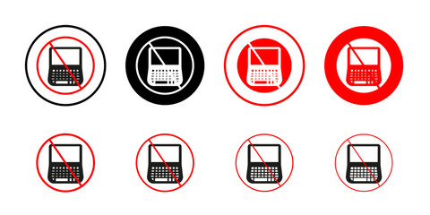 No laptop sign Collection of flat thin outline vector