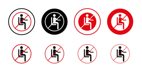 No sitting sign Collection of flat thin outline vector
