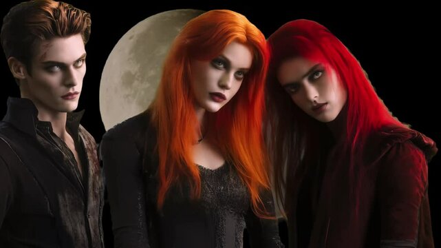 Group of people dressed as vampires and zombies who are halloween