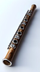 Naklejka premium Classic Gold Clarinet Featuring Elegant Silver Band and Word Design photo