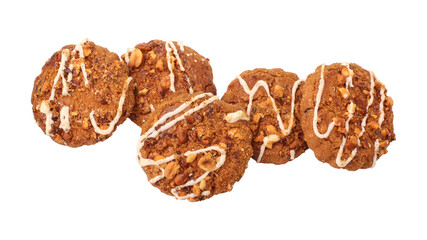 Chocolate chip cookies isolated on transparent background