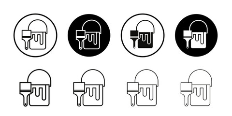 Paint bucket and paint brush icon Collection of flat thin outline vector © Krrish