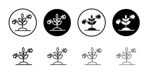 Pest plant icon Collection of flat thin outline vector