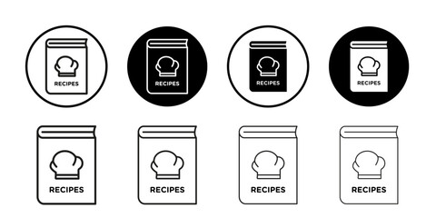 Recipe book icon Collection of flat thin outline vector