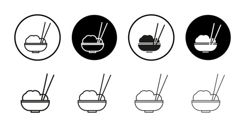 Rice bowl icon Collection of flat thin outline vector