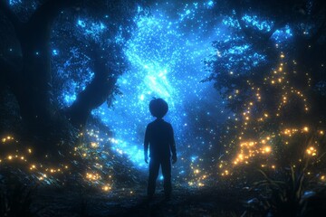 Fototapeta premium A mesmerizing magical fantasy world where humans and mystical creatures coexist, captured in stunning realism. This hidden, mythical location brings to life a sense of wonder and mystery, evoking awe 