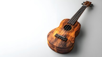 Wooden Ukulele Instrument in Focus Detailed Macro Photography
