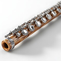 Naklejka premium Shimmering Gold Clarinet Showcasing Silver Band with Word Inscription photo