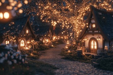 A mesmerizing magical fantasy world where humans and mystical creatures coexist, captured in stunning realism. This hidden, mythical location brings to life a sense of wonder and mystery, evoking awe 