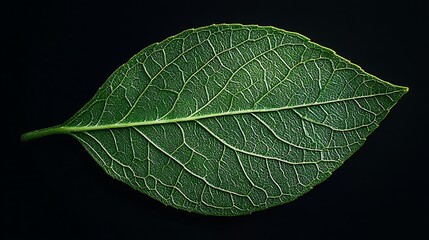Crisp Macro Image Green Leaf Intricate Veins photo