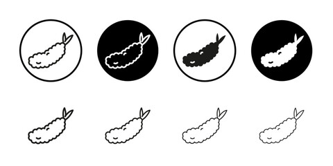 Tempura icon Collection of flat thin outline vector