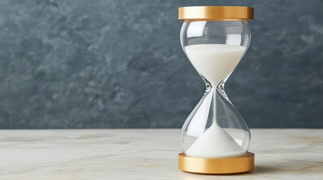 An hourglass with sand slipping through but blocked by tariffs and sanctions, trade time limit, economic restriction visual