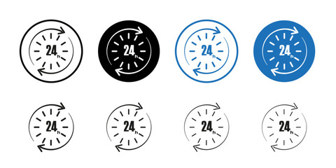 Twenty four hours icon Collection of flat thin outline vector