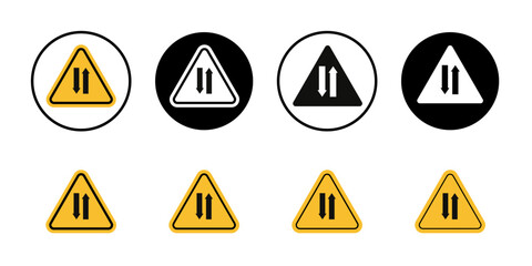 Two way traffic sign Collection of flat thin outline vector