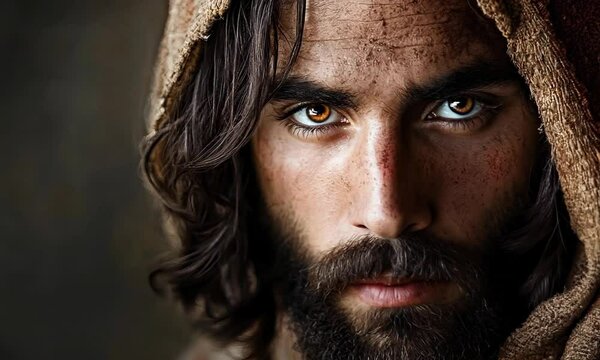 Jesus Christ portrait in old clothes Video